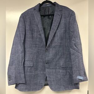 Joseph Abboud E. Thomas Men’s Blazer “Indigo Blue” Size 46 Long- wool linen silk